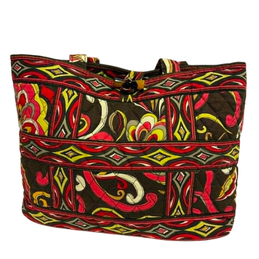 Vera Bradley Tote Bag Womens Small Brown Pink Sittin In A Tree Quilted